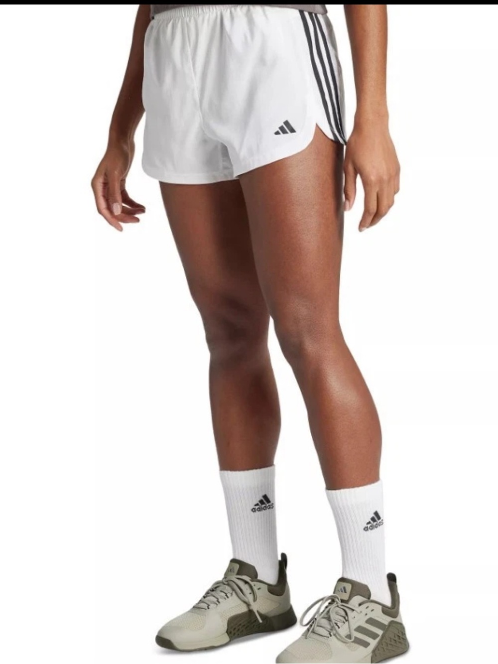 adidas Women's Pacer Training 3-Stripes Woven High-Rise Shorts White Black, XL